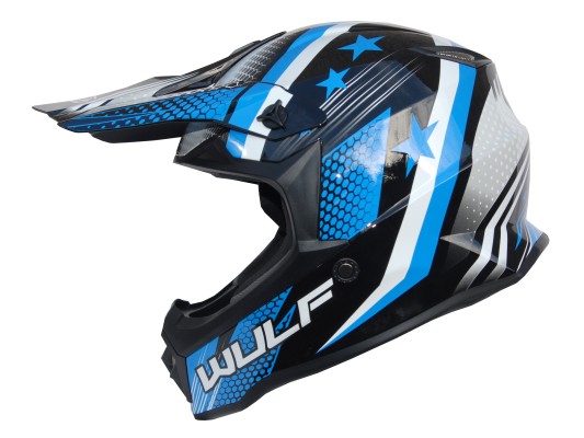 Junior Iconic Moto-X Helmet WULF Blue