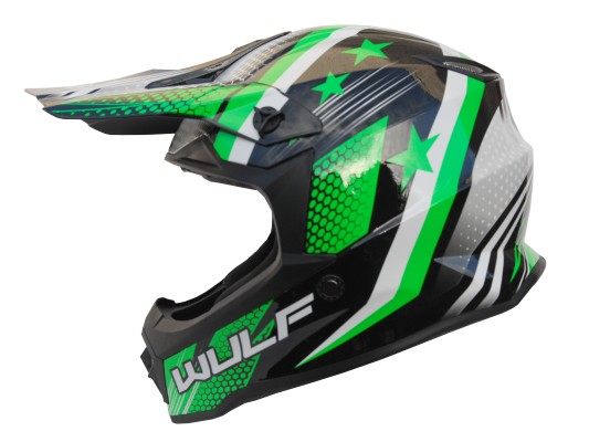 Junior Iconic Moto-X Helmet WULF GREEN