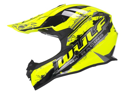 Adult Off Road Pro Moto-X Helmet WULF Yellow