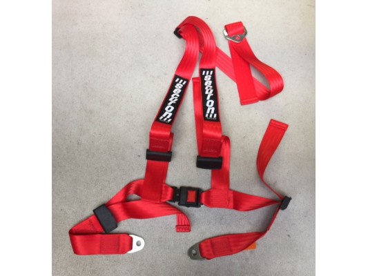 Securon 4 Strap Seatbelts (3 point) RED